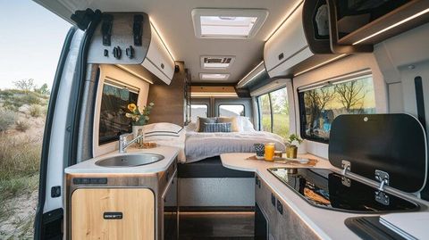 Luxury Camper Van Insights into Interiors, Sleeping Areas, Kitchens, and Entertainment